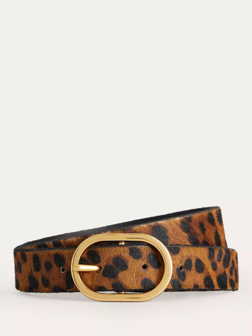 Leopard print leather belt