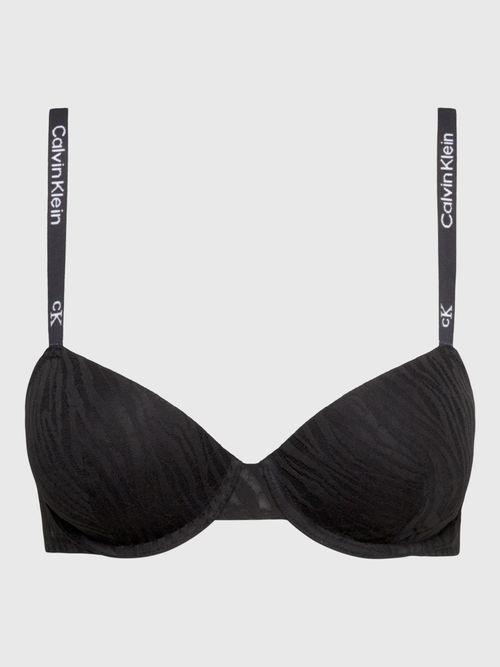 Calvin Klein Graphic Lace Balconette Bra, Black at John Lewis