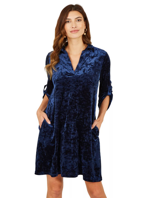 Yumi Velvet Tunic Dress, Navy