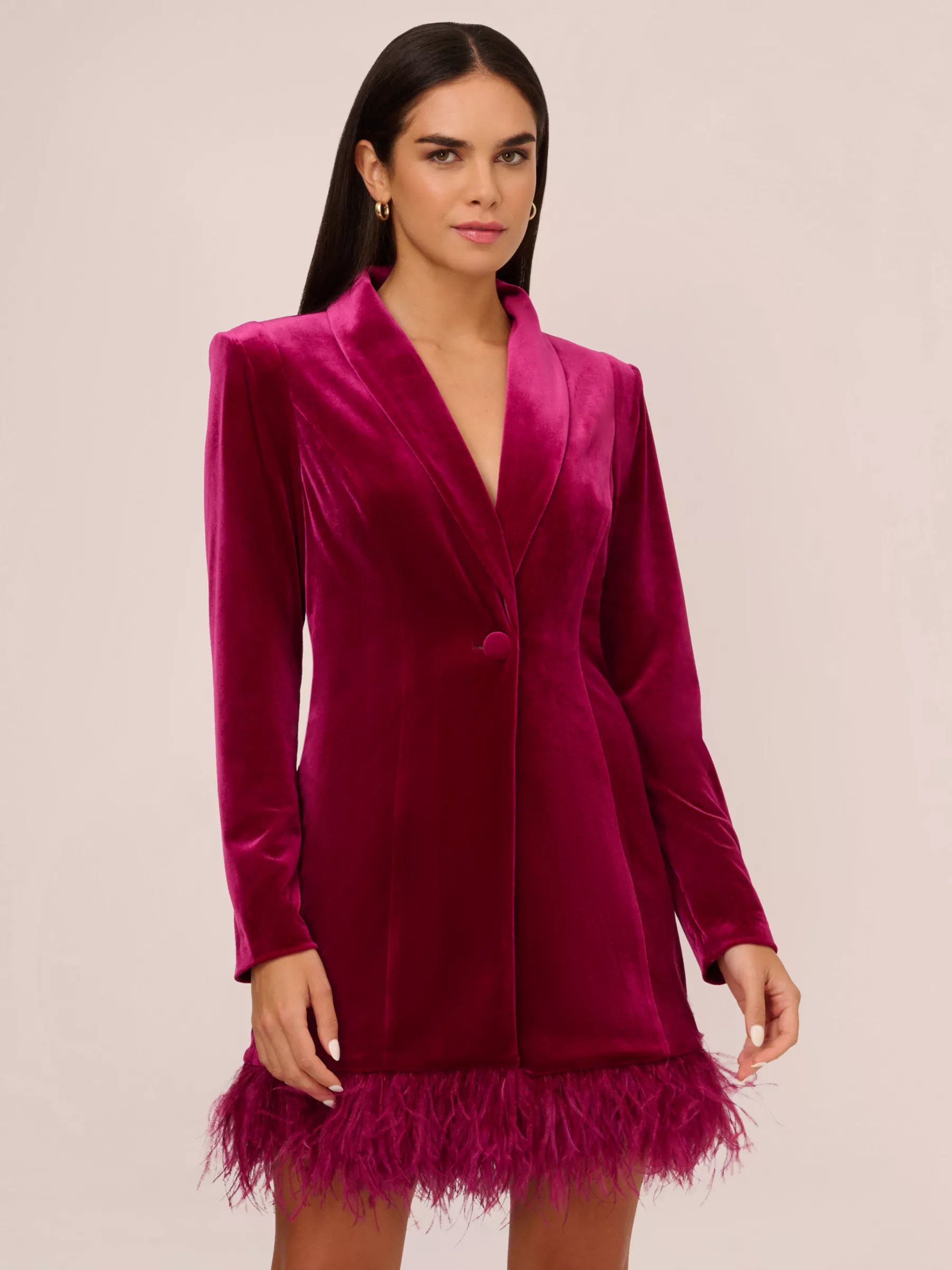 Aidan by Adrianna Papell Velvet Tuxedo Dress Magenta 320.00