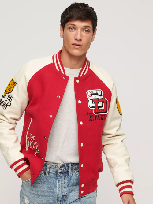 Superdry Vintage Varsity Patched Bomber Jacket - varsitywool