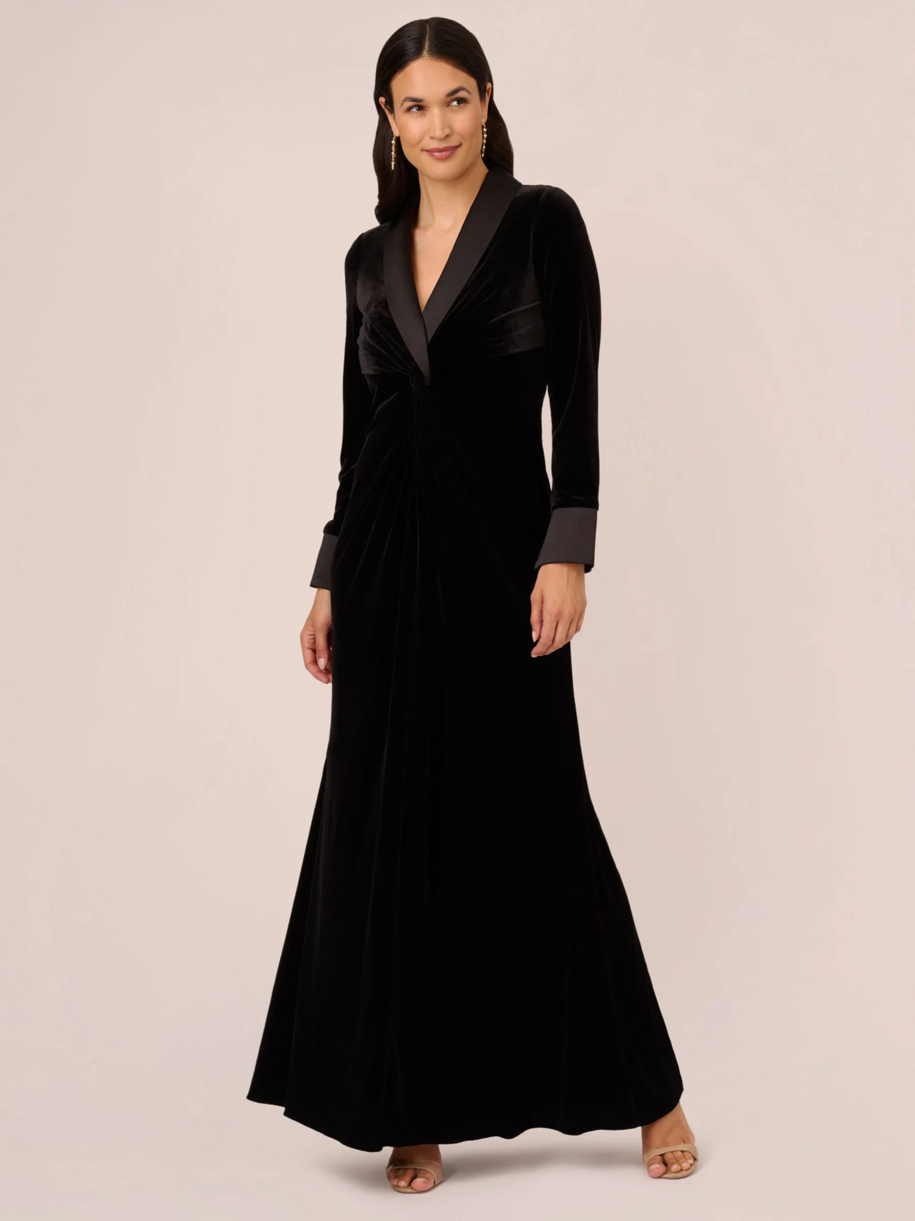 Adrianna Papell Velvet Tuxedo Maxi Dress Black 229.00