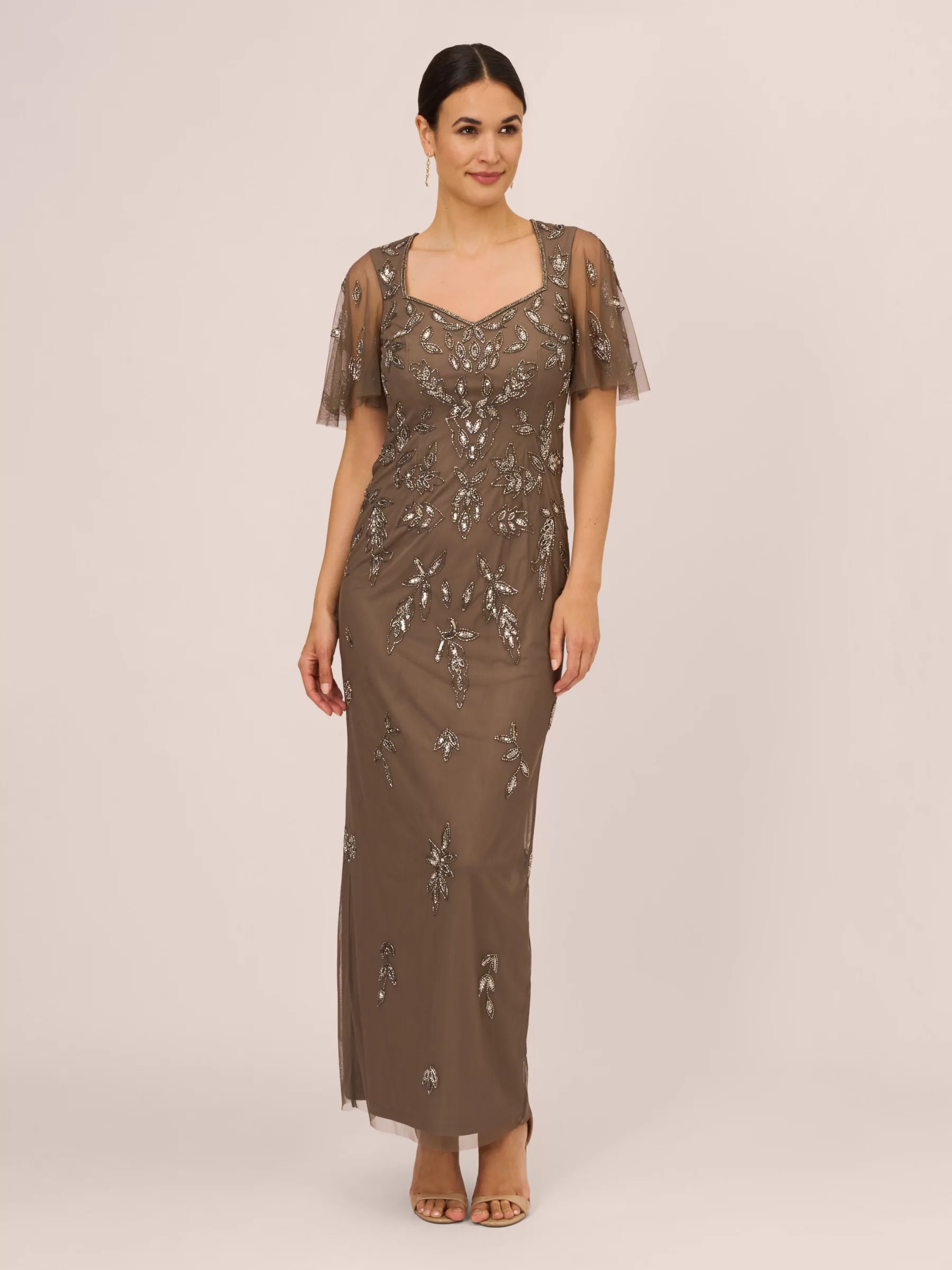 Adrianna Papell Studio Beaded Maxi Dress Serenity 159.00