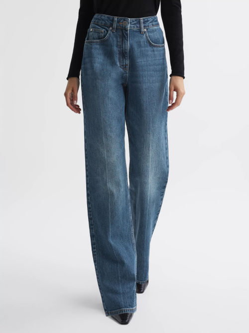 Straight High Waist Jeans Petite Blue