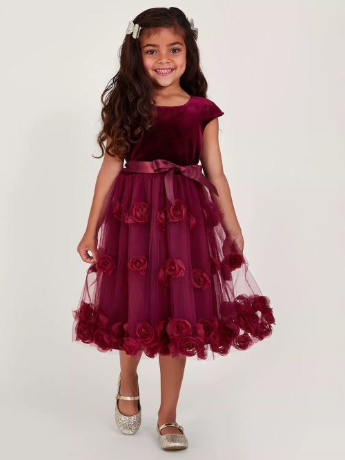 Monsoon Kids' Lace Ruffle Dress, Pink at John Lewis & Partners