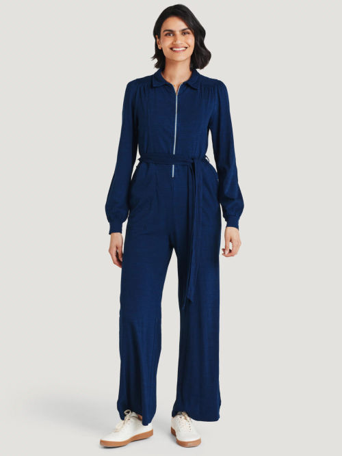 Yumi Light Denim Culotte Jumpsuit, Blue at John Lewis & Partners