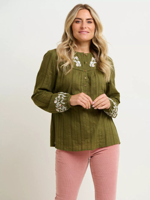 FatFace Natural Nicole Embroidered Blouse