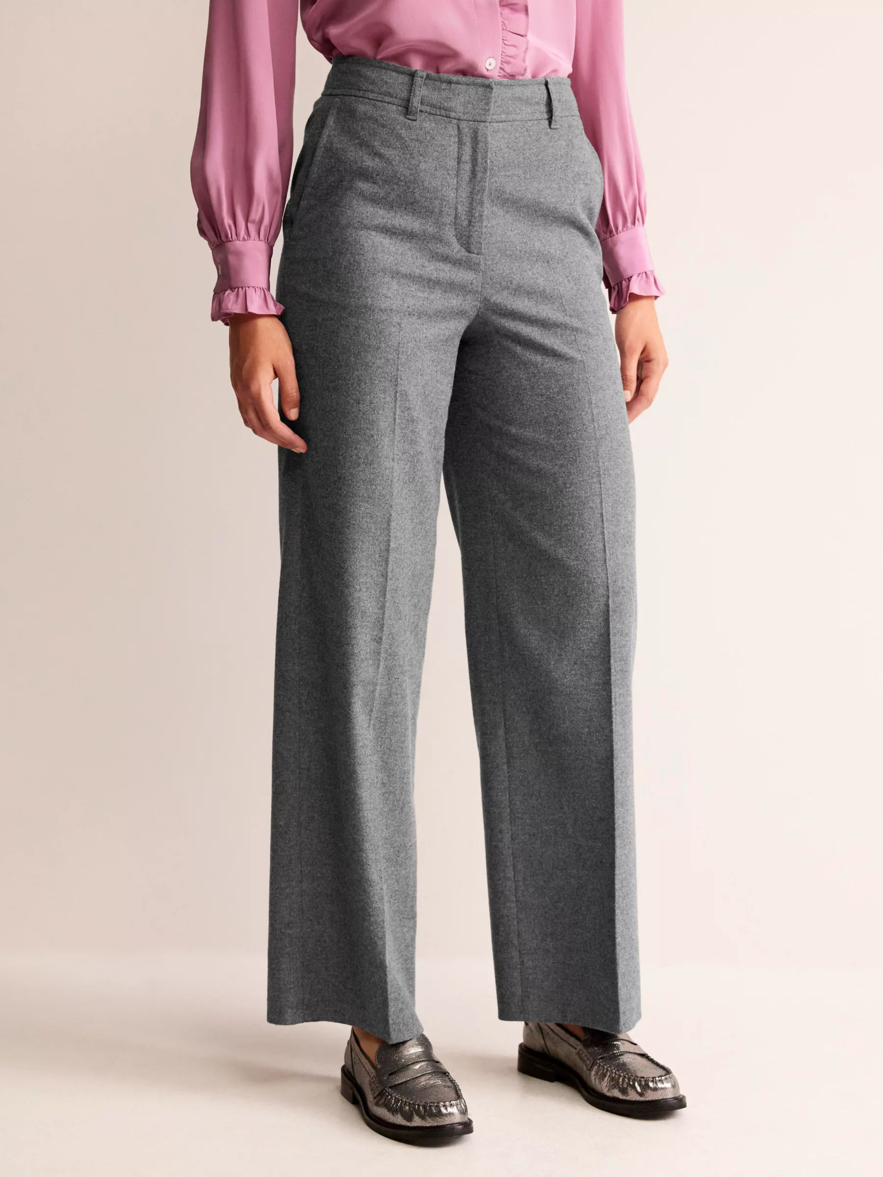 Albemarle Wide Leg Trousers - Navy | Boden EU