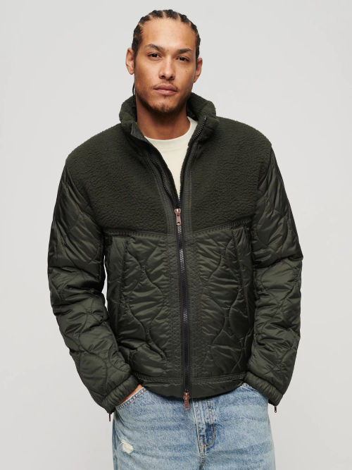 Reiss Taylor - Hybrid Zip Through Quilted Jacket in Black, Mens