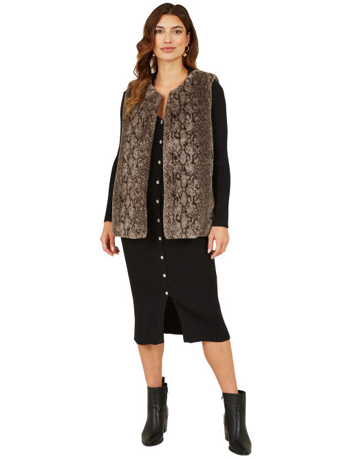 Yumi Snake Print Faux Fur...