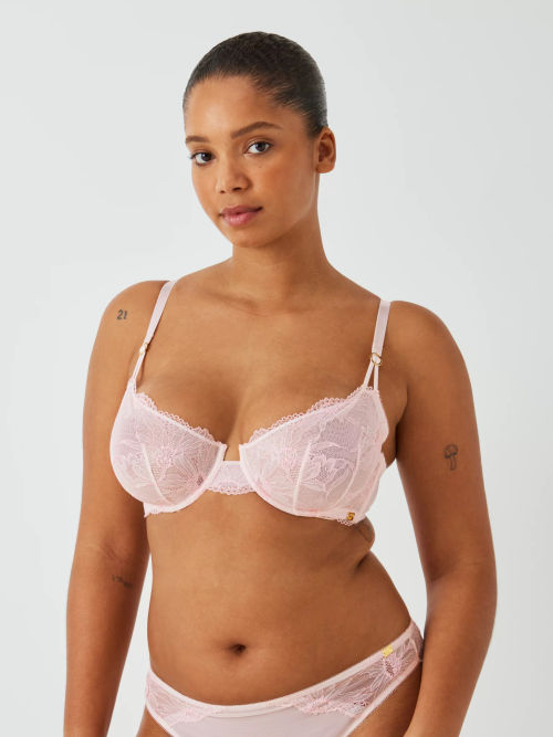 AND/OR Luna Floral Lace Balcony Bra, Plum at John Lewis & Partners