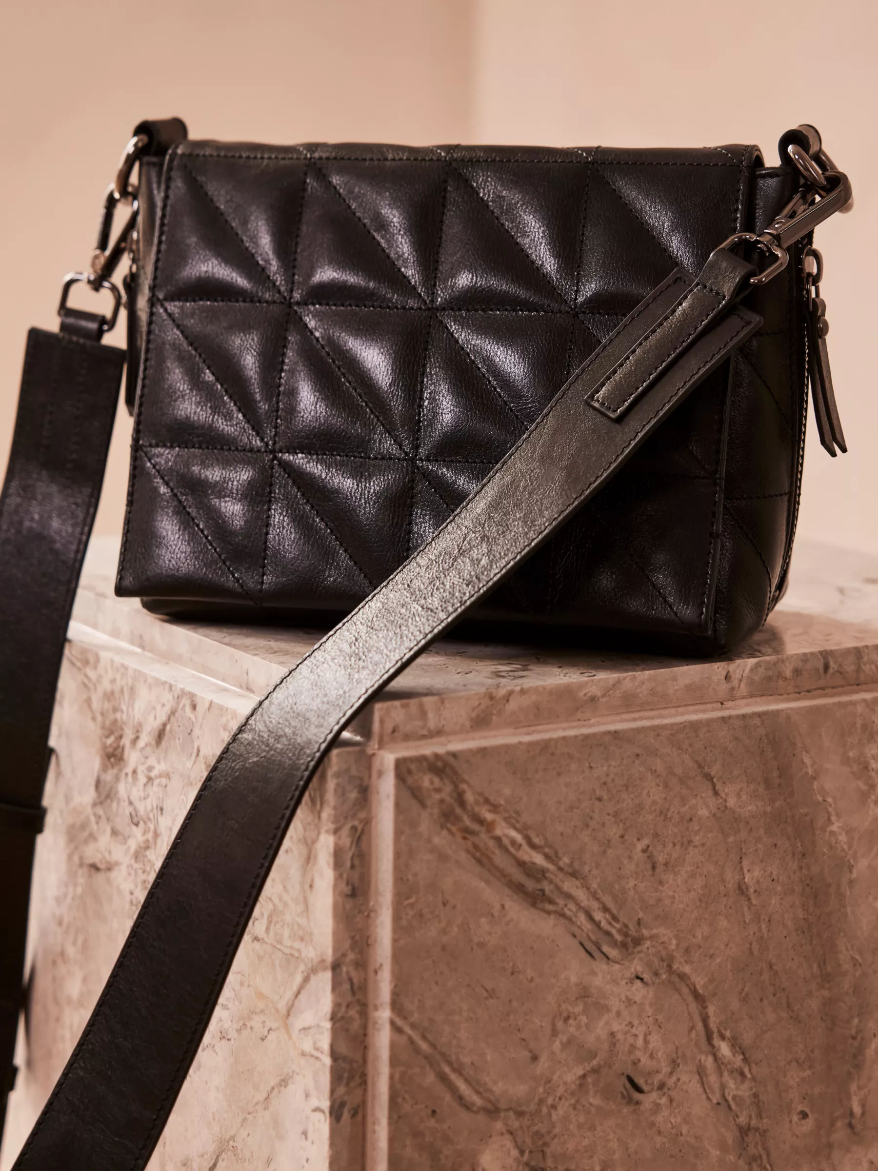 Mint Velvet Quilted Leather Crossbody Bag Black 109.00