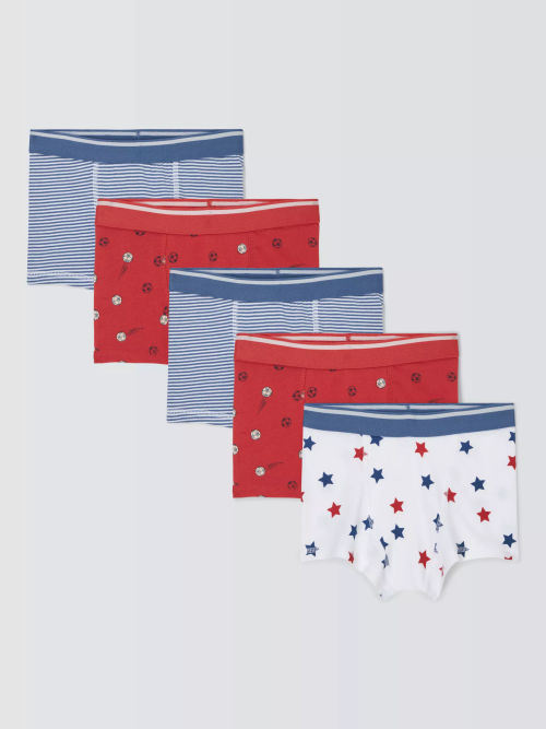 John Lewis Kids' Shark Print Trunks, Pack of 5, Green at John Lewis &  Partners