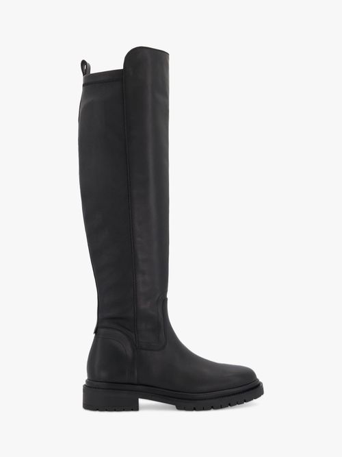 Tempas Black, Chunky-Sole Leather Knee-High Boots