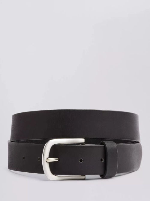 John Lewis Olivia Double O Detail Leather Jeans Belt, Black