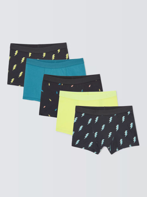 John Lewis ANYDAY Cotton Stretch Trunks, Pack of 5, Black/Grey, £28.00