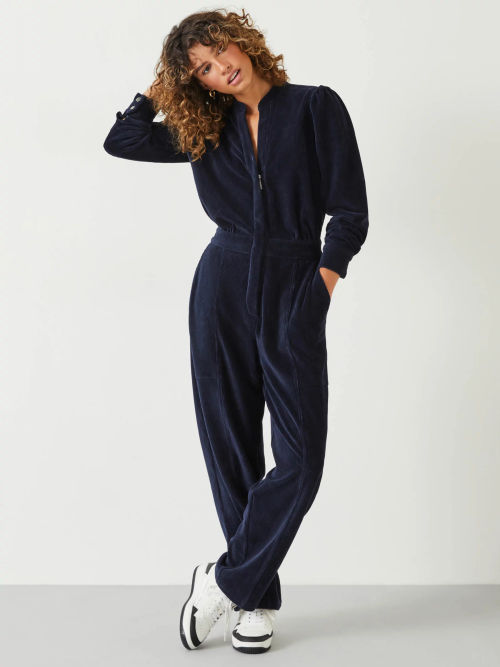 HUSH Raye Sparkle Jersey Jumpsuit, Black at John Lewis & Partners