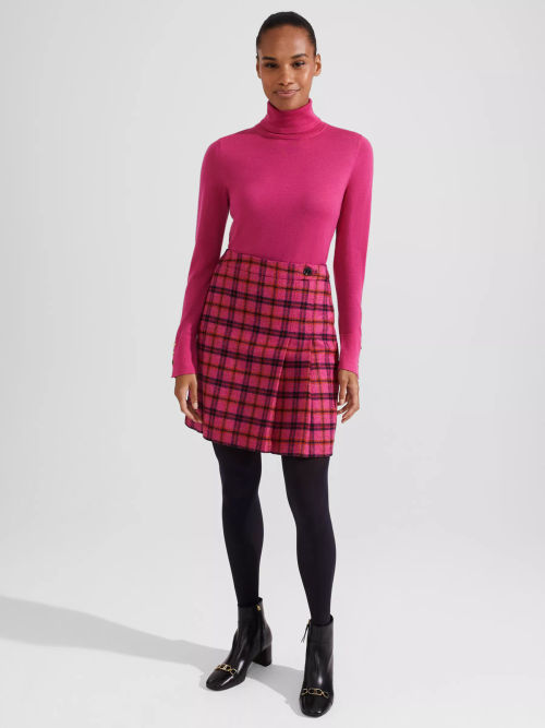 Genevieve Wool Check A Line Skirt