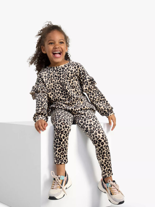 Lindex Kids' Animal Print Velour Leggings, Pink at John Lewis