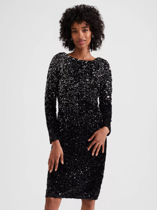 HotSquash Sequin Maxi Dress, Black at John Lewis & Partners