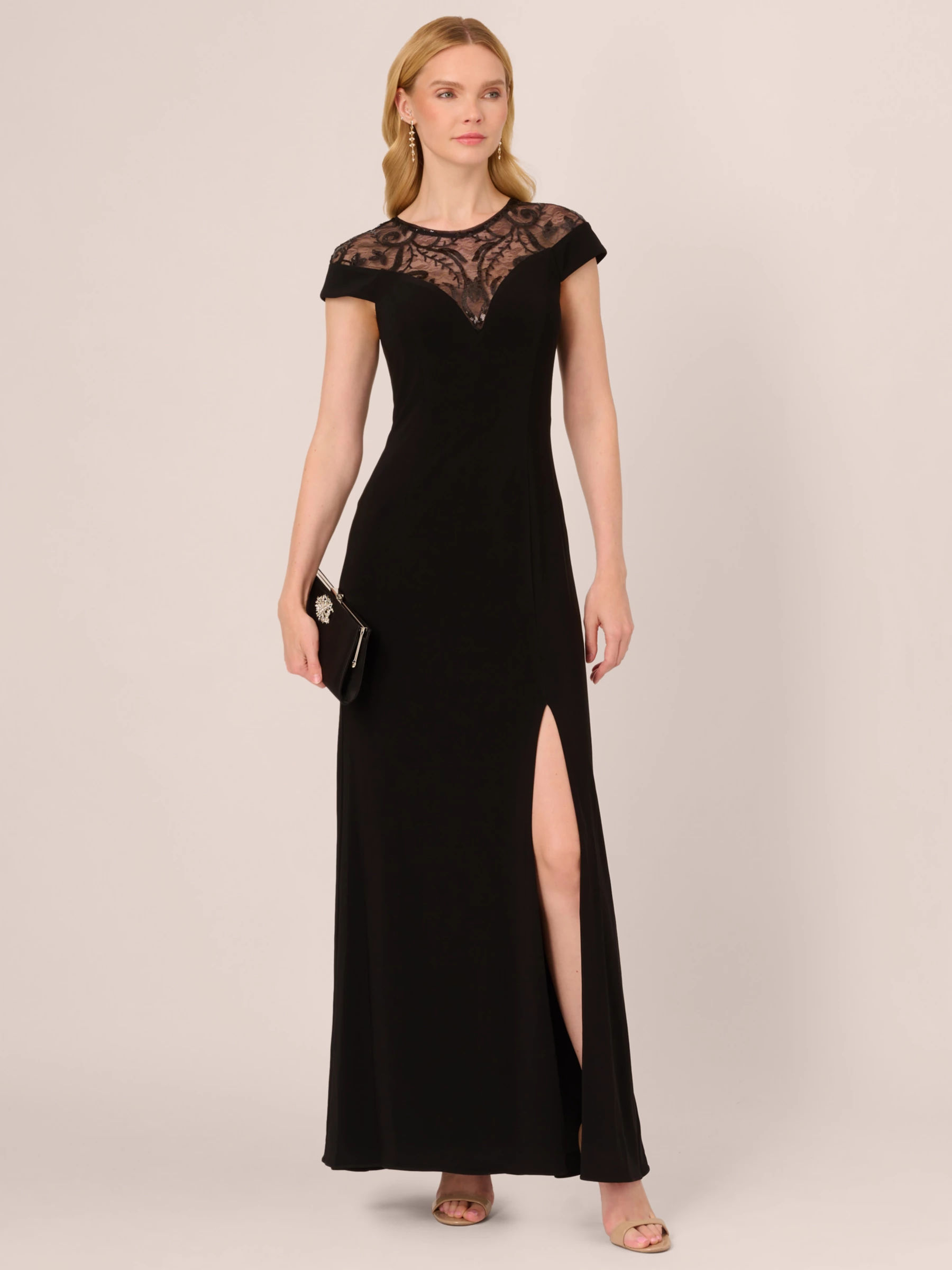 Adrianna Papell Papell Studio Beaded Jersey Gown Black 149.00