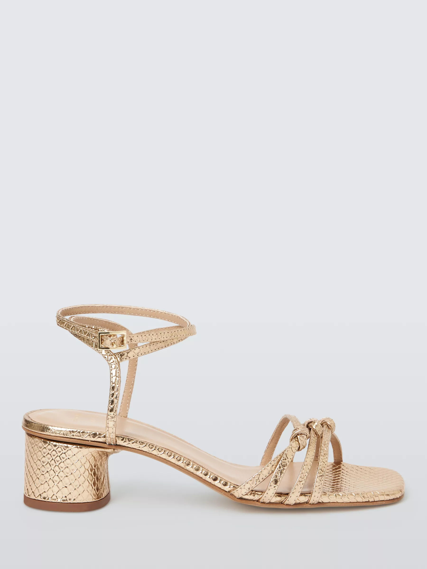 John Lewis Ivie Block Heel Reptile Print Strappy Leather Sandals