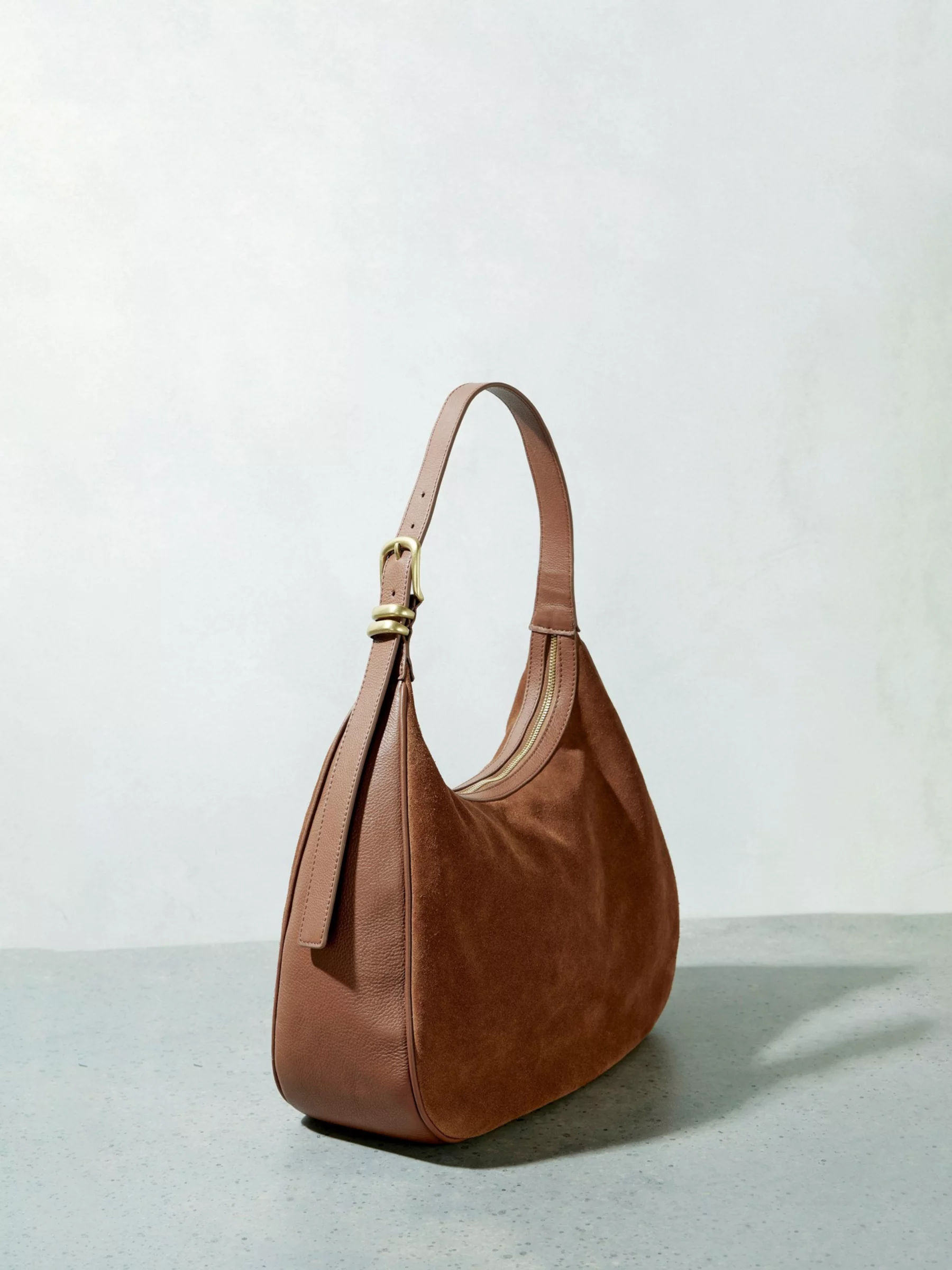 Mint Velvet Suede Leather Shoulder Bag Tan 149.00 Buchanan