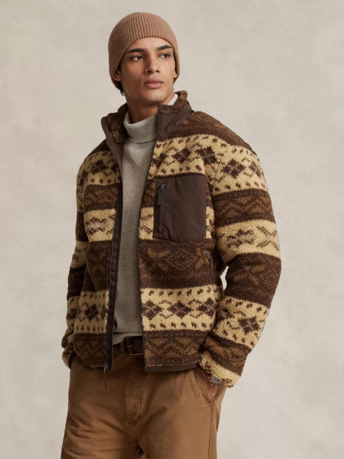 Polo Ralph Lauren Patterned Hybrid Fleece, Dark Beech