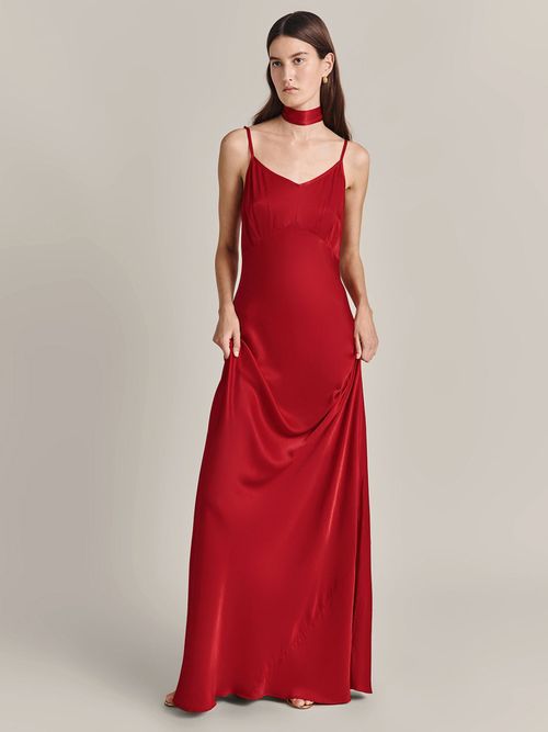 A-Line Satin Slip Maxi Dress