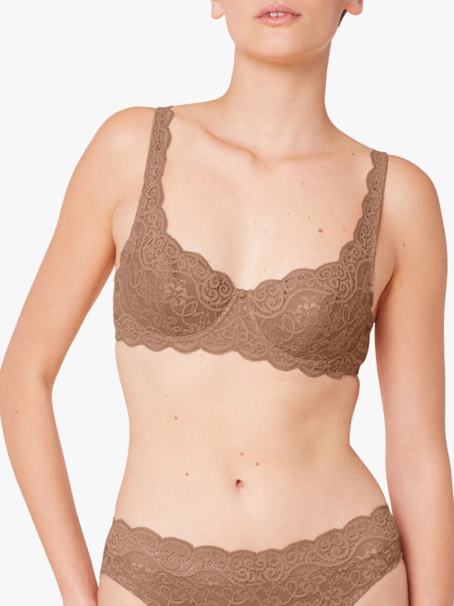 Triumph Amourette 300 Underwired Lace Bra, Toast, £42.00