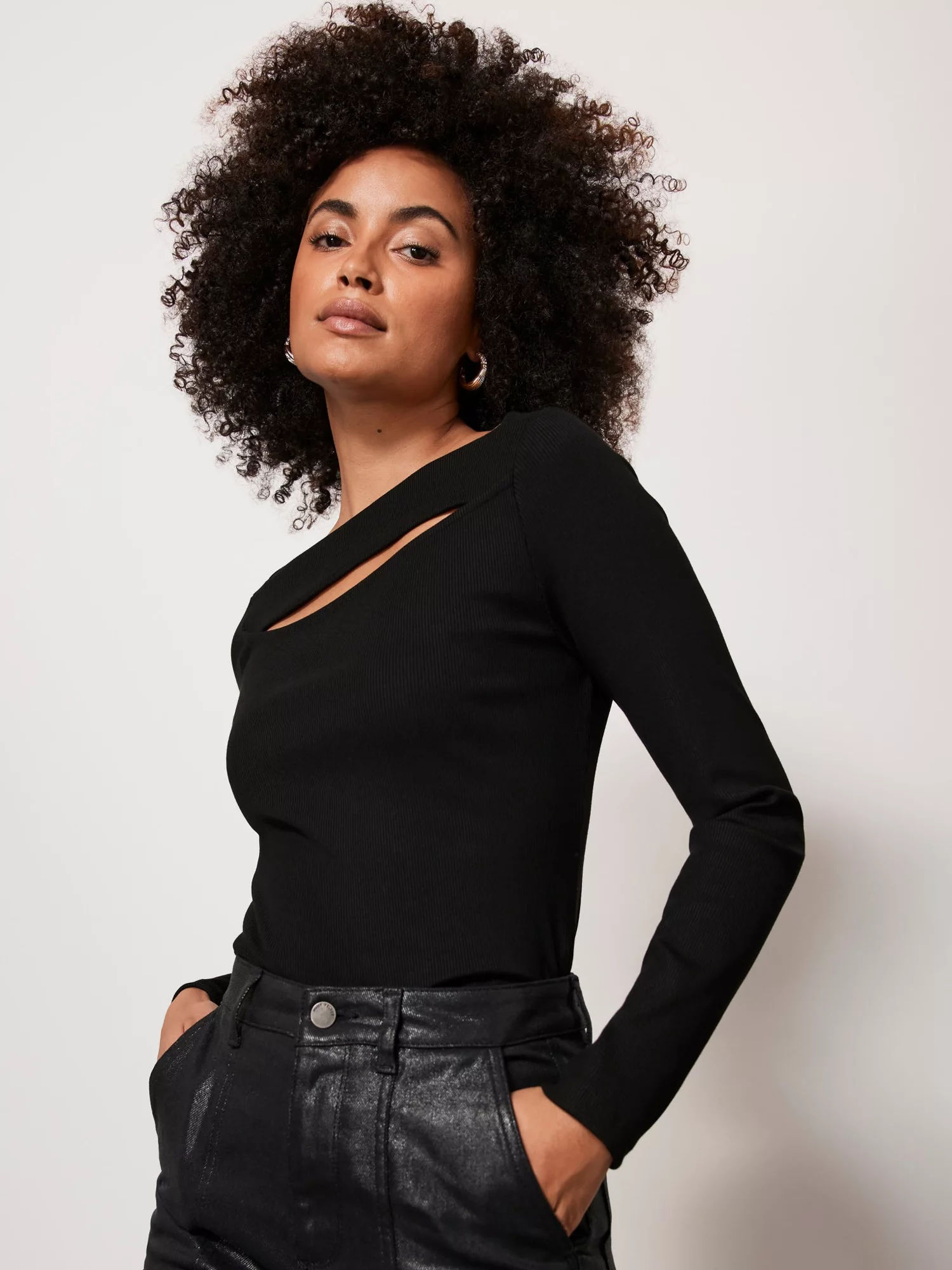 John Galt Black Mayson Off-The-Shoulder Top