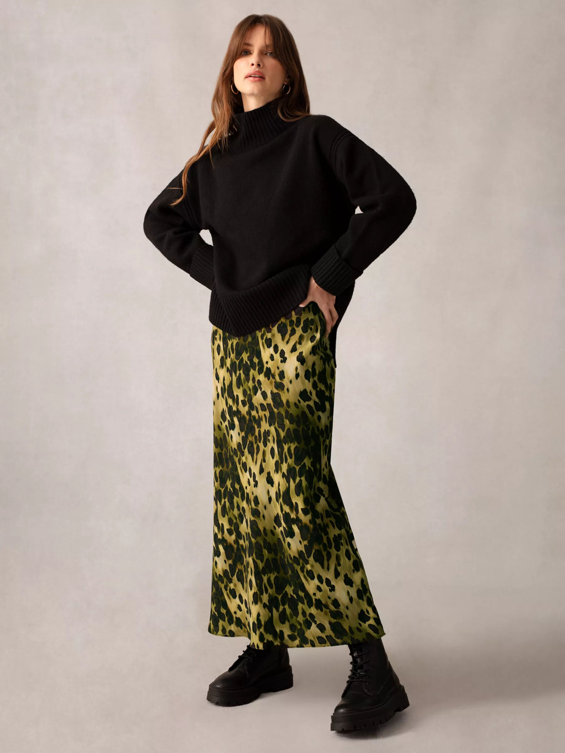 Animal print bias midi clearance skirt