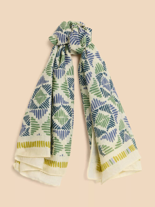 SOEUR Foulard Cotton Scarf, Green/Pink at John Lewis & Partners