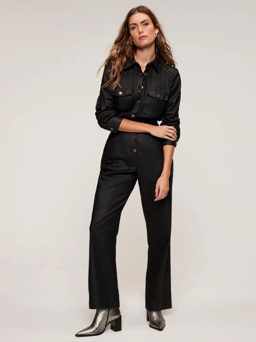 Mint Velvet Wide Leg Palazzo Trousers, Black at John Lewis & Partners