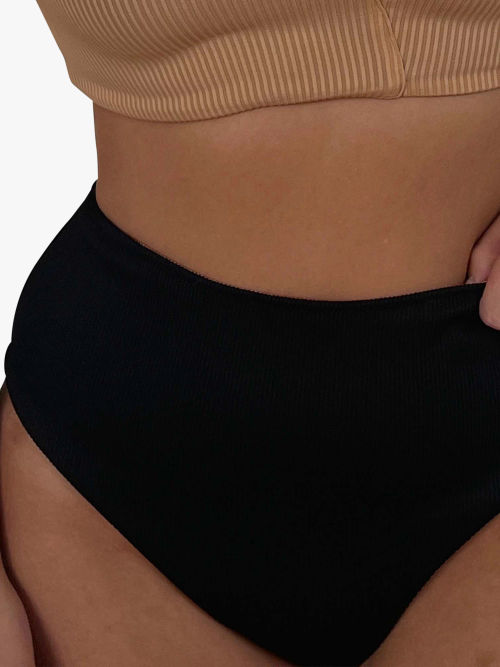 We Are We Wear Selin High Waist Thong Bikini Bottoms, Black at