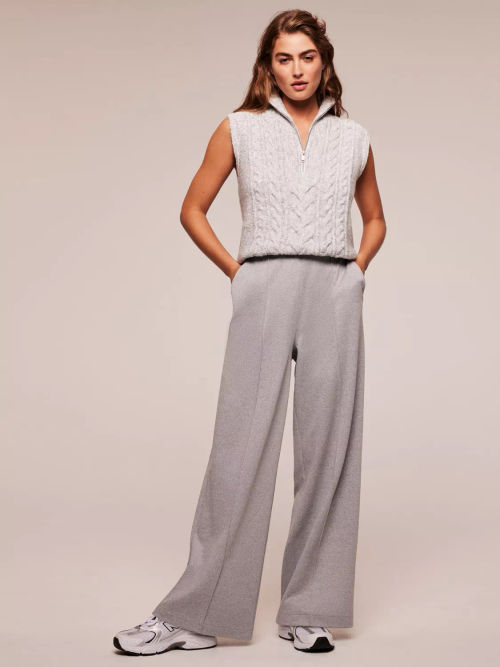 Velvet wide-leg trousers