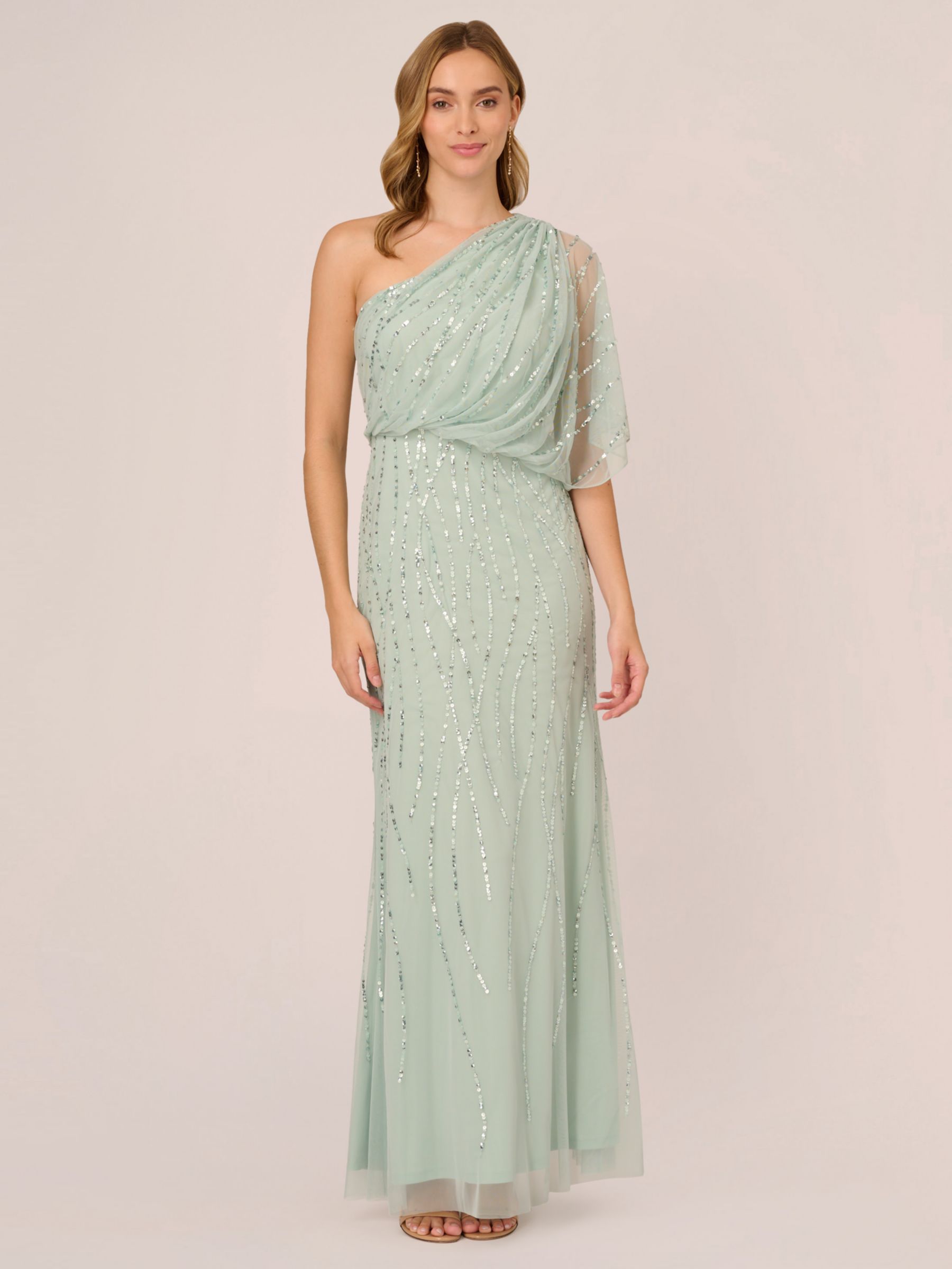 Adrianna Papell Long Beaded Dress Icy Sage 249.00 Buchanan