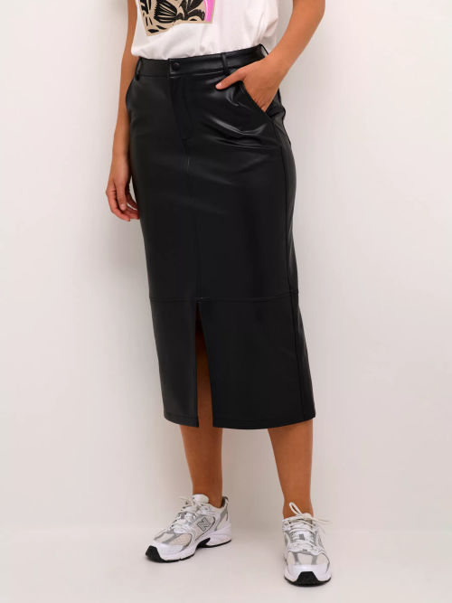 Faux Leather Wrap Midi Skirt in Black – Chi Chi London