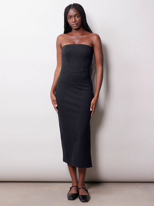 Black Bandeau Strapless Midi Dress, WHISTLES