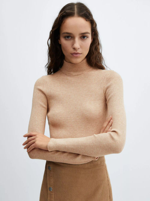 Rib-knit turtleneck jumper