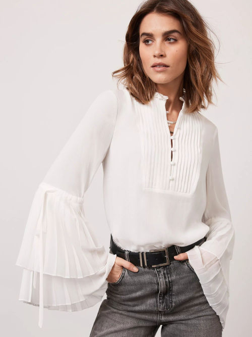 Mint Velvet Longline Shirt, Ivory at John Lewis & Partners