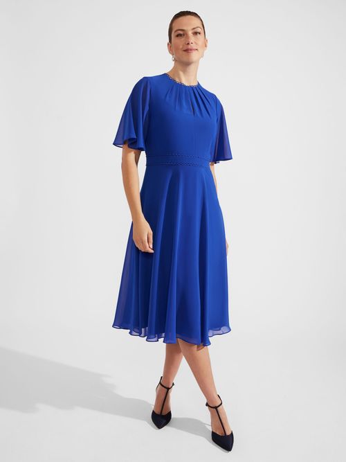 Hobbs Rebecca Lace Shirt Dress, Cobalt Blue at John Lewis & Partners