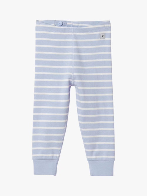 John Lewis Organic Cotton Poplin Stripe Pyjama Bottoms, Blue at