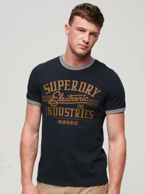 Buy Superdry Black Ringspun Allstars BG Graphic Ringer T-Shirt