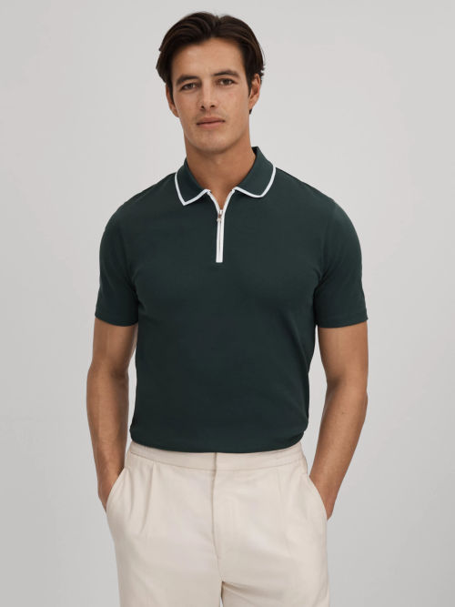 Reiss Floyd Slim Fit Half-Zip Polo Shirt - REISS