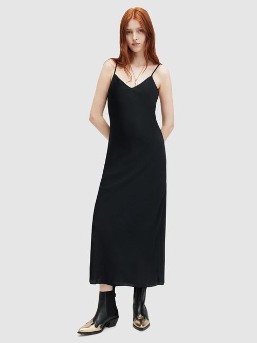 Truly Burnout Slip Maxi Dress, Black at John Lewis & Partners