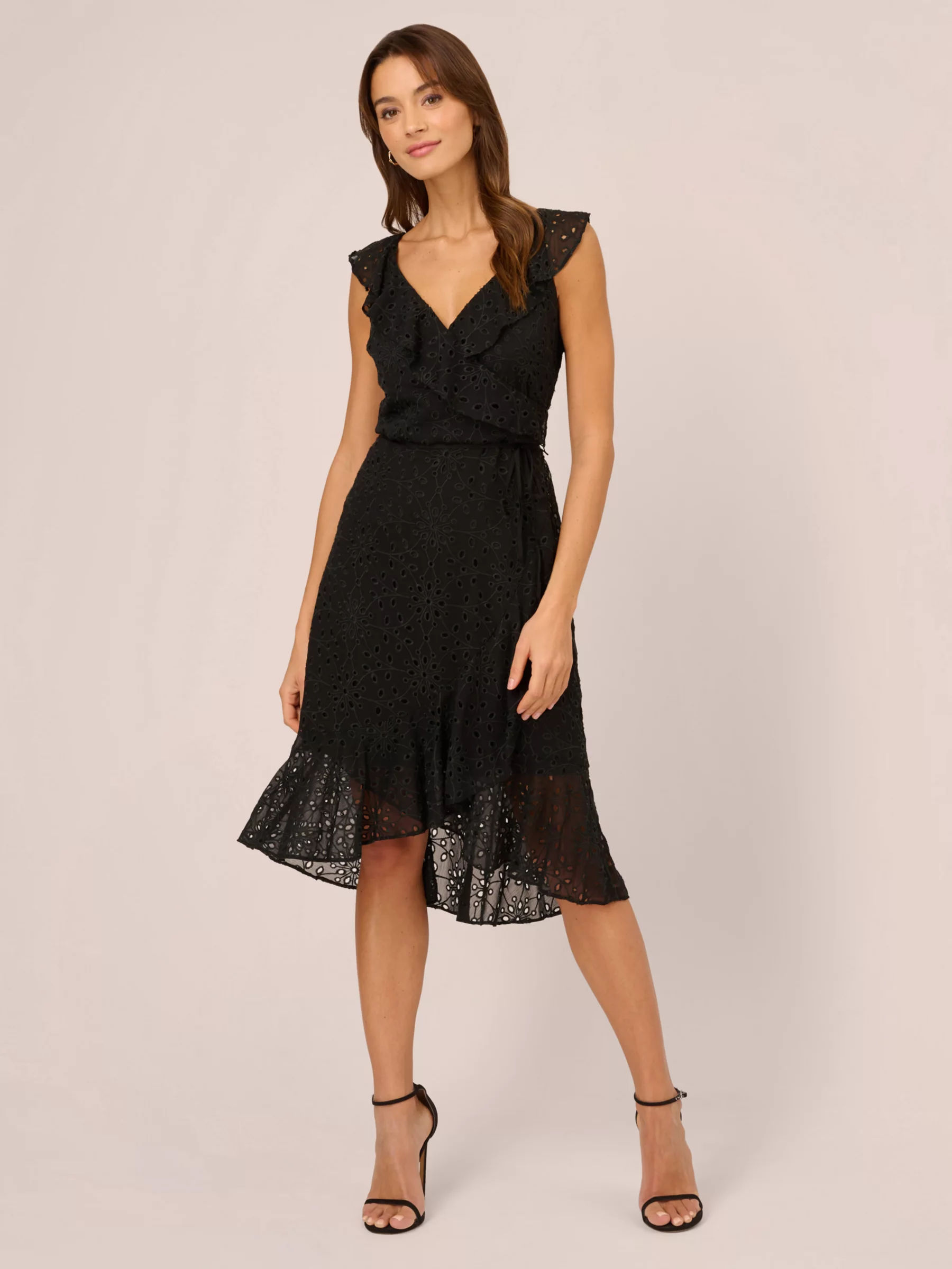 Adrianna Papell Ruffle Midi Dress Black 149.00 Buchanan