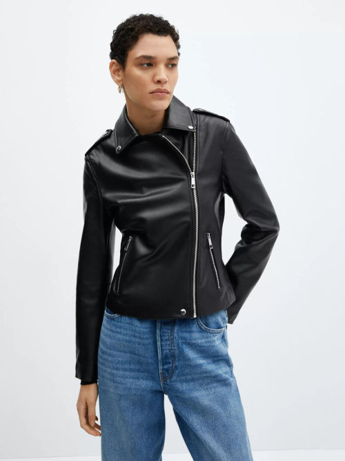 Mango Liz Faux Leather Biker...