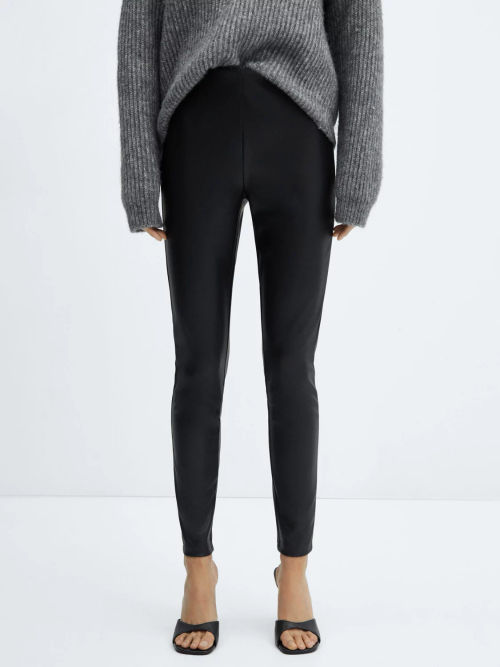 Mint Velvet Faux Leather Treggings, Black at John Lewis & Partners