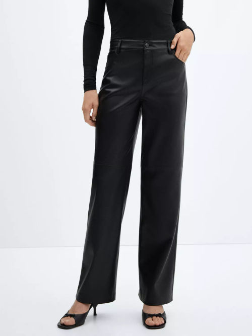 Mango Faux Leather High Waist...